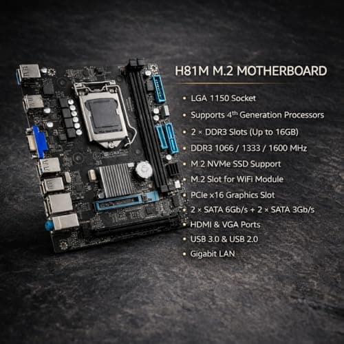 Assembled Desktop PC Core i5 4th Gen | 8GB RAM | 128GB SSD | Win 11 + MS Office | WiFi | HDMI & VGA Dual Display | RGB Gaming Cabinet (3 Fans) | Home Office Study | 2 Year Warranty | Ready to Use 4