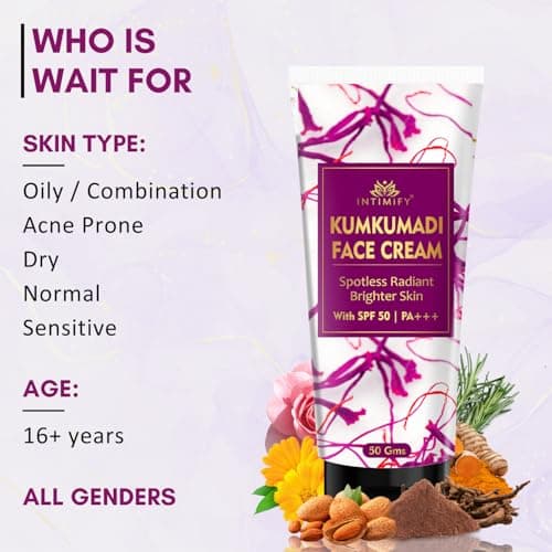 INTIMIFY Kumkumadi Face Cream For Glowing Skin | Enriched With Kumkumadi, Rosemary, Turmeric | Suits all Skin Types 50 gm 4