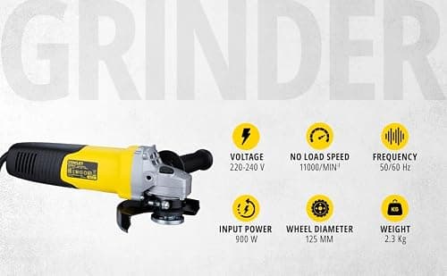 STANLEY STGS9125-IN,900W,5''(125mm) Angle Grinder For Medium Duty Applications,1 Year Warranty (SIDE HANDLE INCLUDED) 2