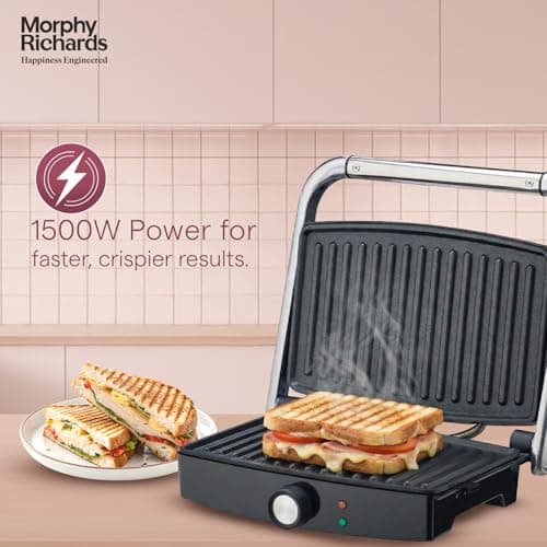 Morphy Richards Imperio Series Sandwich Maker 72 Contact Grill|Powerful 1500W|Oil Drip Collector for Easy Cleaning| Anti Skid Feet|2 Years Product Warranty|Black 4