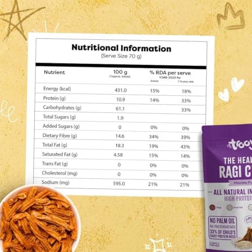 Troovy Healthy Masala Ragi Chips | Tasty & High Protein Snacks | 30% Of Protein Needs | No Palm Oil, Cholesterol or Trans Fats | No Junk & Chemicals | 70g (Pack of 3) 2