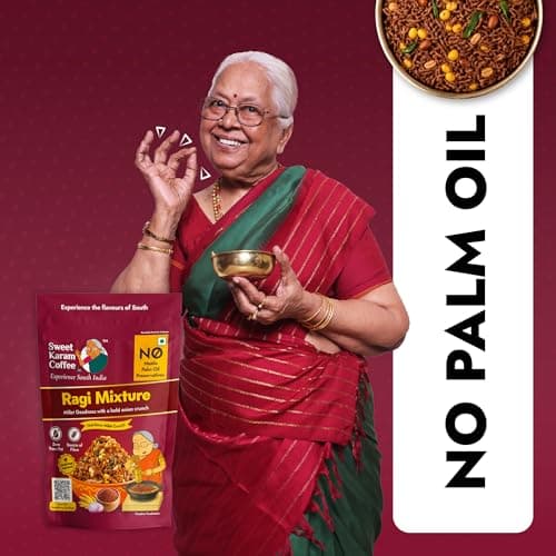 Sweet Karam Coffee Ragi Mixture - 95g | No Palm Oil or Preservatives | Authentic South Indian Savory Snack | Crispy Tea-Time Namkeen | Healthy Millet Mixture 5