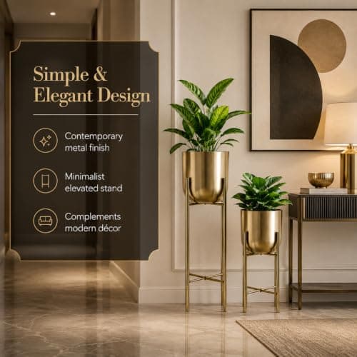 INDIAN DECORMART Metal Decorative Modern Indoor Planters Flower Pots Home Garden Decor Planter for Living Room Bedroom Interior 3