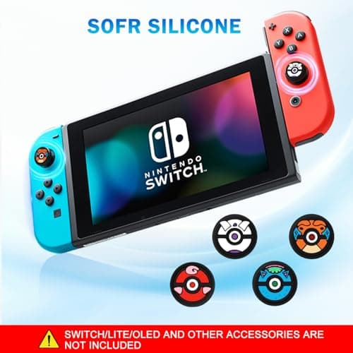 TecoKart® 4Pcs Joycon Thumb Grip Caps, Cartoon Analog Stick Grips Button Covers, Silicone Joystick Cover for Enhanced Comfort, Compatible with Nintendo Switch/Switch Lite/OLED 2