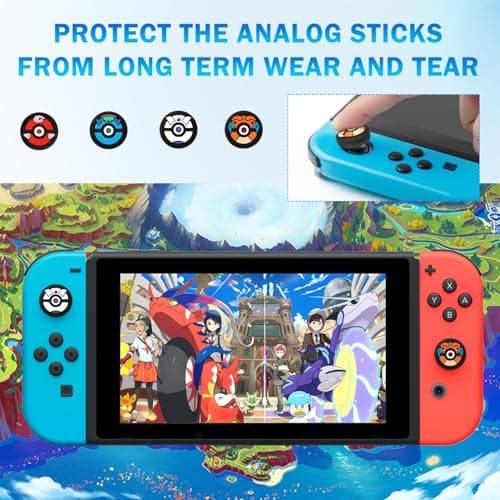 TecoKart® 4Pcs Joycon Thumb Grip Caps, Cartoon Analog Stick Grips Button Covers, Silicone Joystick Cover for Enhanced Comfort, Compatible with Nintendo Switch/Switch Lite/OLED 4