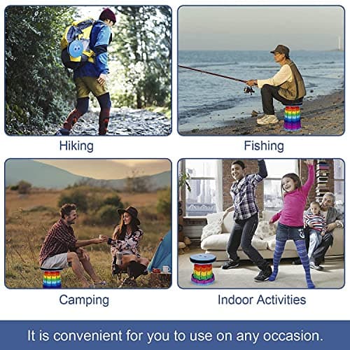 SOLDTRUE Upgraded-Portable Retractable Folding Stool, Collapsible Telescoping Foldable Camping Stool for Adults for Outdoor Fishing Hiking Gardening Travel BBQ (Rainbow) 3