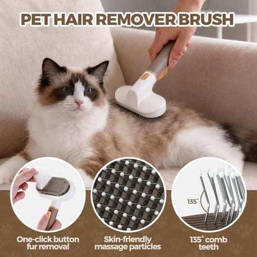 ZPCCOT 3 in 1 Self Cleaning Pet Grooming Brush for Dogs & Cats | Deshedding Slicker Hair Remover Comb | Skin Friendly Undercoat Massager | Non Slip Handle for Long & Short Hair Pets 2