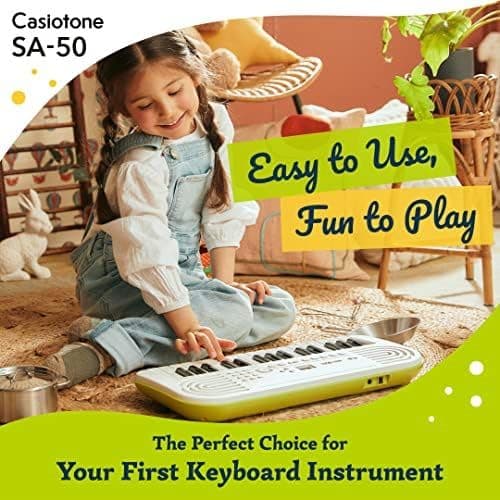 Casiotone Mini Keyboard SA-50 with Piano tones, White 6