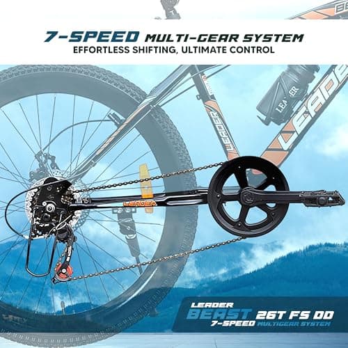 Leader Beast 26T Multispeed (7 Speed) Mountain Bike with Front Suspension & Dual Disc Brake - MATT_Black_SEA Green, Ideal for 12 + Years,Mountain Bike,Mens,Front,18 inches 5