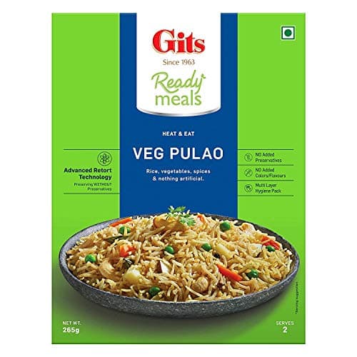 Gits Ready to Eat Rice Combo 1060g (Veg Biryani 265g X Pack of 2 + Masala Rice 265g + Veg Pulao 265g) 4