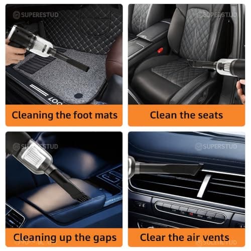 SUPERSTUD Car Vacuum Cleaner 3 in 1 with 3 Attachments & Blower | Cordless Handheld Vacuum Cleaner for Wet & Dry Cleaning for Home/Office/Car/Keyboard/Travel/Sofa/Office (Black, S) 3