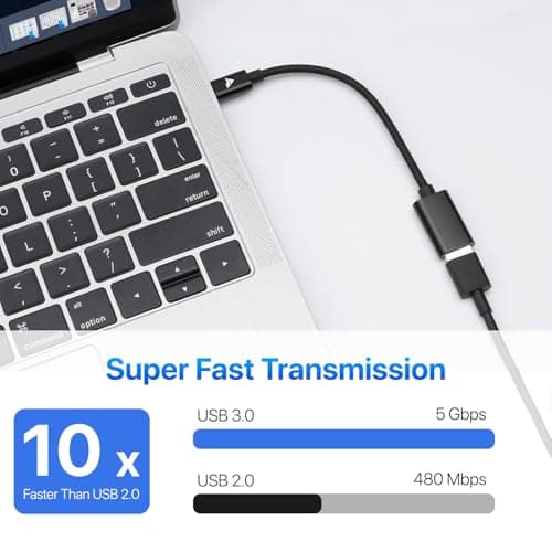 DR VAKU® Type C to USB A 3.0 OTG Cable Adapter Connector Fast Charging Data Transfer Cord Speed Upto 4.8 GBPS Nylon Braided for iPhone 17/15/16 Laptops, Smartphone & Other Type C Devices- Black 2