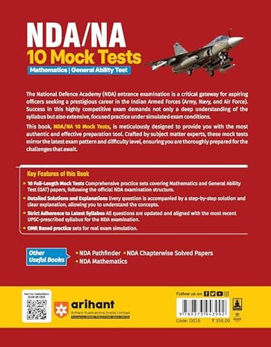 Arihant UPSC NDA/NA 2026 – 10 Mock Tests | Complete Practice Book for Mathematics, General Ability Test (GAT) | Latest Pattern, Detailed Solutions, Trend Analysis (2025–2022) & OMR Sheets 2