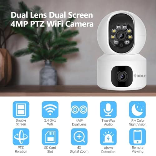 DDLC 5MP Indoor WiFi Smart CCTV Camera for Home | 1080p HD | Color Night Vision | Motion Detection | Two Way Audio | Wireless Home Security Camera with Mobile App V380 Pro (Upro Dual Lens) 2