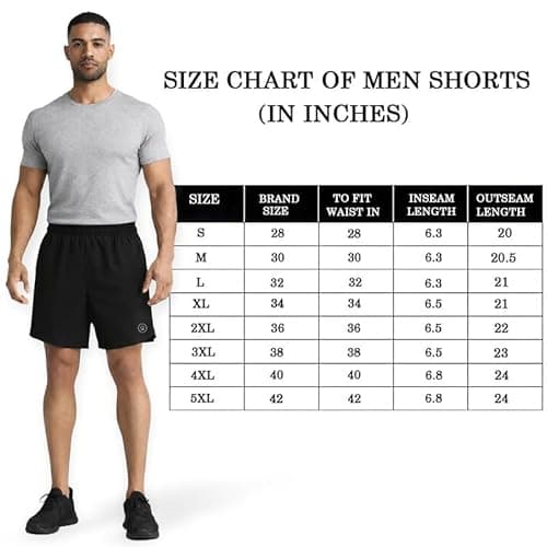 CHKOKKO Shorts for Men Stylish Gym Workout Running Shorts Sports Cycling Summer Wear Dry Fit Side and Back Pockets Activewear Comfortable Training Shorts Pant for Man Black S 3