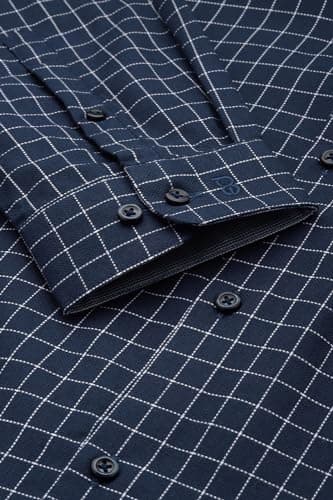 Peter England Men Navy Regular Fit Formal Full Sleeves Formal Shirt 3