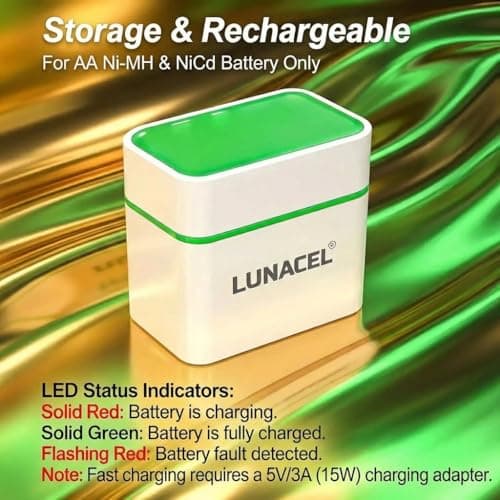 LUNACEL® AA AAA Rechargeable Batteries 1.2V Ni‑MH — AA 2500mAh & AAA 800mAh (8-Pack) with Wireless Fast Charger Kit | 120‑Min Rapid Charge | 1000+ Cycles, Long Life | OEM 1‑Year Warranty 3