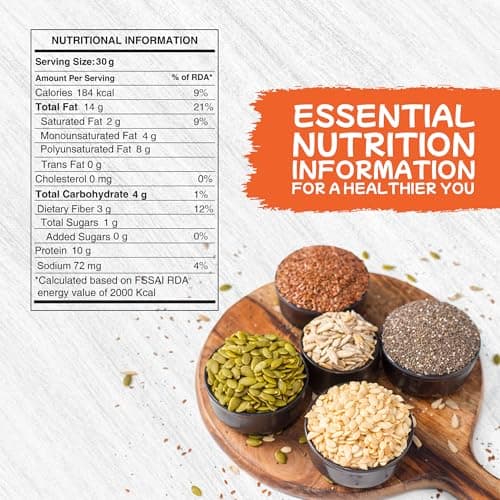 PUREHEART Prairie Trail 5-Seed Mix – Flax, Chia, Pumpkin, Sunflower & Watermelon Seeds | High Protein, Omega-3, Fiber | Healthy Crunchy Snack & Salad Topping | Gluten-Free & Nutritional – 800g 2