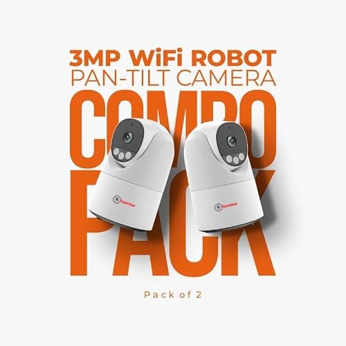 Trueview 3MP Pack of 2 Smart CCTV Wi-fi Home Security Camera with Pan Tilt 360° View, 2 Way Talk, Cloud Monitor, Motion Detect, Supports SD Card Up to 256 GB, Night Vision (3MP Robot - Pack of 2) 2