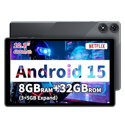 10" Android Tablet, 8GB RAM, 32GB Storage, 1280x800 IPS HD Display, GMS Certified, 6000mAh Battery, Type C, WiFi Tablet, Expandable up to 1TB, Gray