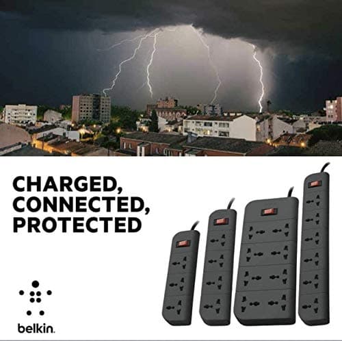 Belkin 8-Socket Extension Board with Surge Protector Universal Socket with 6.5Ft (2-Meter) Heavy Duty Cable Overload Protection, Comes with 5 Years Manufacturer Warranty, Grey Color, 220 Volts 4