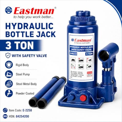 Hydraulic Bottle Jack 3 Ton Heavy Duty Steel Jack for Car, SUV, Truck Portable Hydraulic Lift Tool with Easy Pump Handle & Wide Base for Stability 2