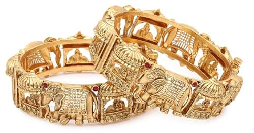 Shining Diva Fashion Bangles for Women Girls Set of 2 Traditional Latest Stylish Design (16501b_2.4)(Gold) 2