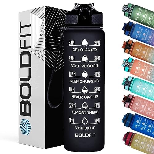 Boldfit Water Bottles Sipper Bottle for Adults, Kids,Unbreakable Motivational Water Bottle Time Mark Sipper with Straw & Time for Gym Office School Home Water Bottle for Kids - Black