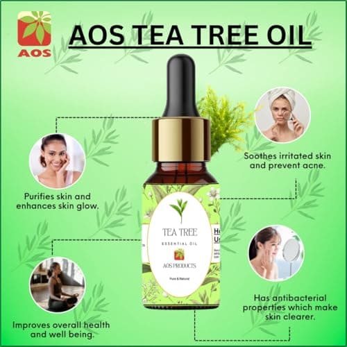 AOS PRODUCTS 100% Pure and Natural Tea Tree Essential Oil for Men and Women Anti Dandruff| Acne Treatment Skin Care and Hair Care (100 ml) 2