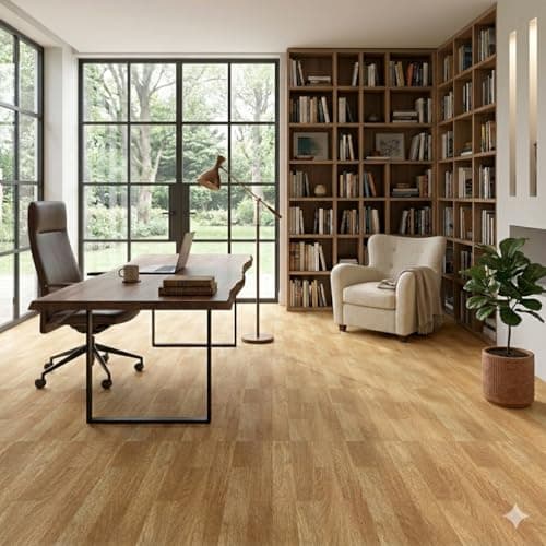 Kayra Decor DIY Peel and Stick Floor Tiles for Kitchen & Living Room | Self Adhesive Waterproof Flooring Sheets | Light Brown Vinyl Tiles 12" x 12" Pack of 11 3