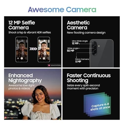 Samsung Galaxy A36 5G (Awesome Black, 8GB, 128GB) | Awesome Intelligence: Circle to Search, Intelligent Editing | Awesome 4nm Snapdragon Processor | Flagship Grade Selfie Camera 5