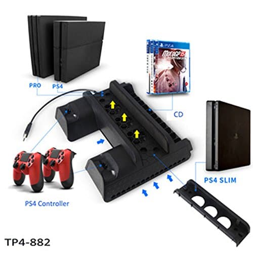 New WorldPlaystation 4 PS4 PS4SLIM PS4 PRO MultiFunction Console Vertical stand with cooling fan and charging dock and disc stand( Stand Only Console ,controller not included) 3