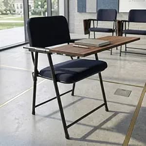 MRC Multipurpose Folding Study Chair with Large Wood-Finish Writing Pad - Ergonomic Padded Seat,Space-Saving Design for Educational & Office Use (Black)