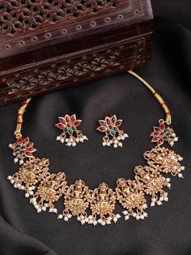 Shining Diva Fashion Necklace Jewellery Set for Women Traditional Latest Stylish Design Fancy Temple (rrsd17035s) 5