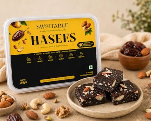 Sweetable Date Bites | No Added Sugar | 100% Natural Dry Fruit Sweet | Made with Dates Nuts Pure Ghee | Healthy Energy Snack 500gm Pack | Pack of 1 3
