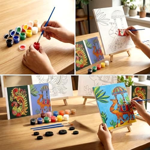 HOBBY INDIA Canvas Painting Set Kit for Kids & Adults | DIY Art & Craft for Girls & Boys | Home, Bedroom, Living Room, Office & Wall Décor | Birthday & Return Gift | Indian Art Form (Kalamkari Art) 3