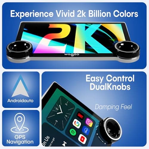 Diamond 2K Car Android System Touch Screen 4GB+64GB|4 Core|Wireless Carplay Adapter & Android Auto | Car Stereo |Universal All Cars| Including AHD Rear View Camera| 1+1 Years Warranty | WAD-06 4