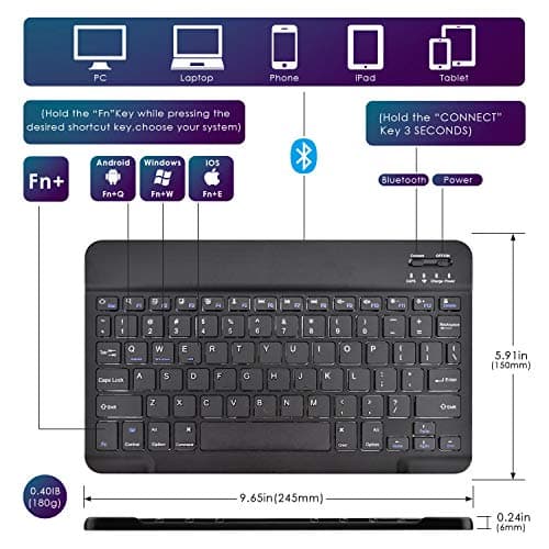 Universal 10 inch Tablet Keyboard Case, 【DETUOSI】 Wireless Bluetooth Removable Keyboard+ Folio PU Leather Cover + Stand, Travel Portable PU Sleeve for iOS/Android/Windows 9.6-10.5 inch Tablet，(Black) 4