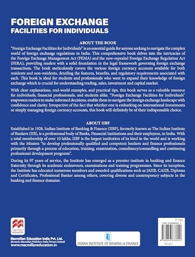 Macmillan Foreign Exchange Facilities for Individuals – Latest Edition 2025 | IIBF Courseware for Forex, Capital Markets & Banking Professionals |by IIBF 2