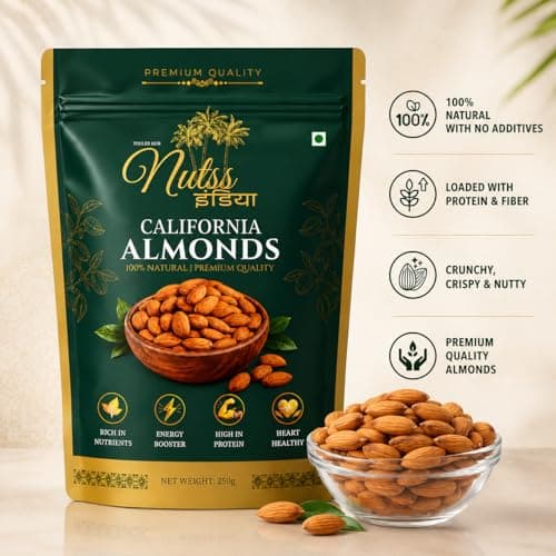 NUTSS INDIA Premium Whole Almonds 250g | California Badam | Healthy Dry Fruits & Nuts | Natural Almond Kernels | Protein Rich Daily Nutrition Snack 3
