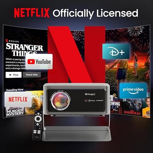 E Gate Zen 12X | Official Google TV & Netflix Inside | 100% Dust Proof | Brightest 1200 ISO | Native 1080p Projector 4K Ultra HD | Auto Keystone & Focus | ScreenFree | Dolby Audio-20W Speaker, EGATE 5