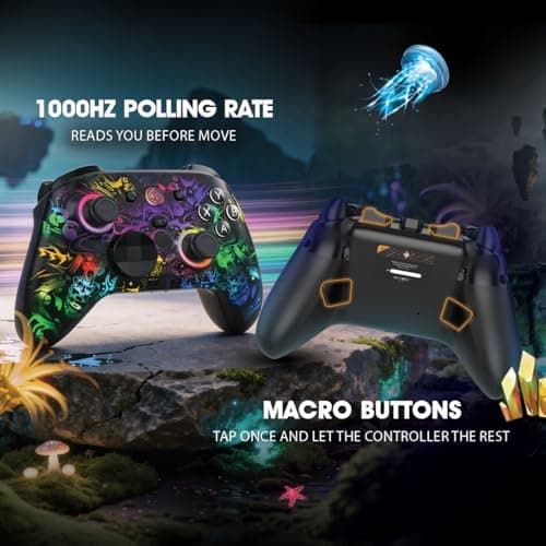 Cosmic Byte Lumora Tri-Mode Controller with Stealth Black RGB-Reveal Design, Hall Effect Joysticks & Triggers, Mechanical Buttons, 1000Hz Polling Rate, 6-Axis Gyro, Windows Software, 3.5mm Audio Jack, 6