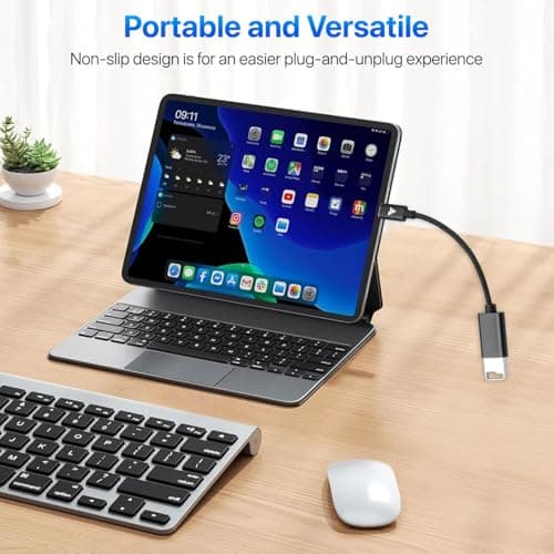 DR VAKU® Type C to USB A 3.0 OTG Cable Adapter Connector Fast Charging Data Transfer Cord Speed Upto 4.8 GBPS Nylon Braided for iPhone 17/15/16 Laptops, Smartphone & Other Type C Devices- Black 4