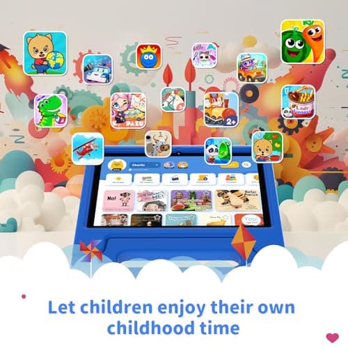CFVOCUY 2025 Kids Tablet, 10.1" Children's Tablet with Case, Quad-Core, 2+32GB Storage (1TB Expand), Pre-Installed Educational Apps and Parental Control, WiFi, for Ages 4-14, Eye Protection Mode 2