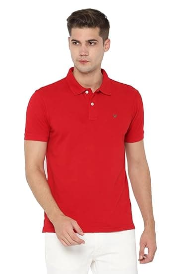 Allen Solly Men’s Polo T‑Shirt | Comfortable Rich Cotton Blend, Band Collar, Regular Fit | Stylish & Premium All Day Wear