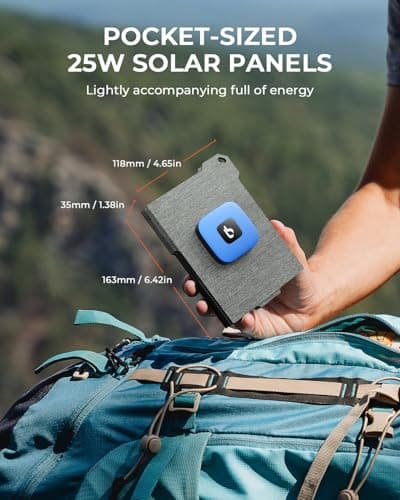 [Pocket-Size] BigBlue Lightweight 25W Solar Panel Charger, Portable Solar Charger with USB-A and USB-C, IP68 Waterproof Solar Panel for Backpacking Compatible with Cellphones, Tablets, Power Bank etc 4