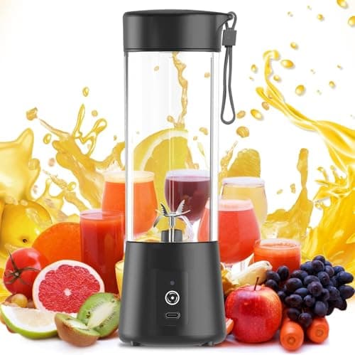6 Blade Juicer Mixer Grinder Mini, Portable Blender for Smoothies & Juices, USB Rechargeable Bottle Juicer Blender, Smoothie Maker, Milkshake Blenders