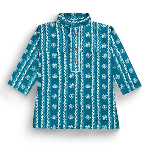 Kids Ethnic Festive and Traditional soft comfortable Cotton Kurta and Dhoti set (6-9 Months, Blue) 5