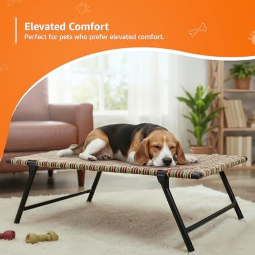 Amazon Basics Leg Fold Dog Pet Bed | Nylon Niwar Durable | 24 × 36 × 12 Inch | Multi-Color 4