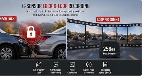 HIKVISION Dual Channel Dash Camera | 1080P Full HD | 3'' IPS Display | Night Vision F2.0 Aperture | G-Sensor | 128° Wide Angle | Mic & Speaker | Loop Recording |Built-in WiFi|Supports 256GB|C200S 5